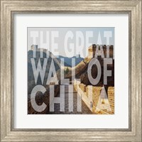 Framed Vintage The Great Wall of China, Asia, Large Center Text