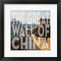 Framed Vintage The Great Wall of China, Asia, Large Center Text