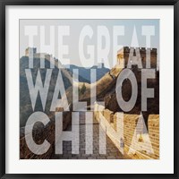 Framed Vintage The Great Wall of China, Asia, Large Center Text