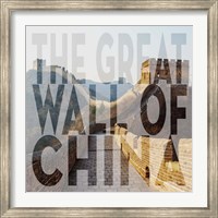 Framed Vintage The Great Wall of China, Asia, Large Center Text II