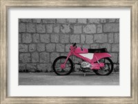 Framed Pop of Color Pink Motorcycle