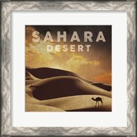 Framed Vintage Sahara Desert with Sand Dunes and Camel, Africa