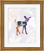 Framed Purple Floral Fawn