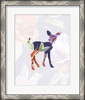 Framed Purple Floral Fawn