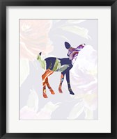 Framed Purple Floral Fawn