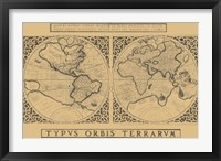 Framed Mercator's World Map, 1524