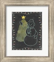 Framed Chalkboard Snowman I