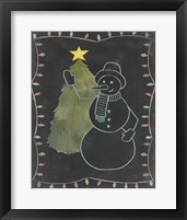 Framed 'Chalkboard Snowman I' border=