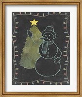 Framed Chalkboard Snowman I