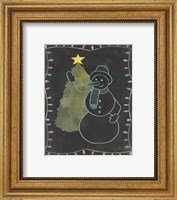 Framed 'Chalkboard Snowman I' border=