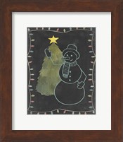 Framed Chalkboard Snowman I