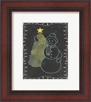 Framed Chalkboard Snowman I