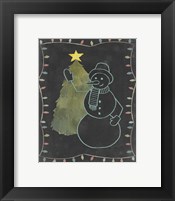 Framed Chalkboard Snowman I