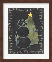 Framed Chalkboard Snowman II