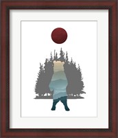 Framed Blue Ombre Mountains in Standing Bear Silhouette