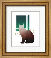 Framed Red Ombre Forest in Bobcat Silhouette Version 2