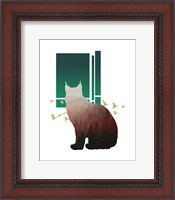 Framed Red Ombre Forest in Bobcat Silhouette Version 2