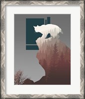 Framed Red Ombre Forest in Bobcat Silhouette