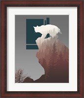 Framed Red Ombre Forest in Bobcat Silhouette
