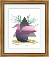 Framed Pink Ombre River in Duck Silhouette