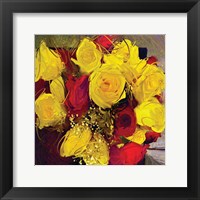 Framed Yellow And Red Roses