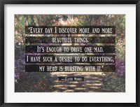 Framed Monet Quote Garden at Giverny