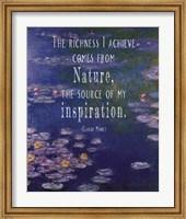 Framed Monet Quote Waterlilies at Giverny