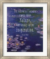 Framed Monet Quote Waterlilies at Giverny