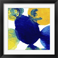 Framed Yellow and Blue Abstract Flowing Paint