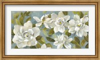 Framed Gardenias on Slate Blue