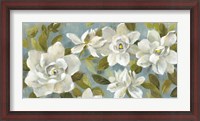 Framed Gardenias on Slate Blue