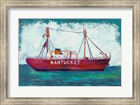 Framed Nantucket Lightship Blue Green