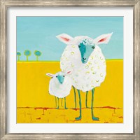 Framed Mama and Baby Sheep