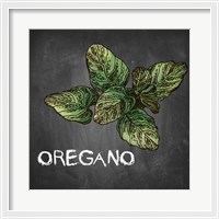 Framed Oregano on Chalkboard