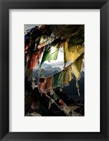 Framed Prayer flags on Summit of Gokyo Ri, Everest region, Mt Everest, Nepal