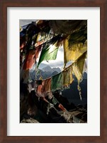 Framed Prayer flags on Summit of Gokyo Ri, Everest region, Mt Everest, Nepal
