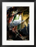 Framed Prayer flags on Summit of Gokyo Ri, Everest region, Mt Everest, Nepal