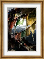 Framed Prayer flags on Summit of Gokyo Ri, Everest region, Mt Everest, Nepal