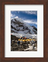 Framed Tents Scattered along Khumbu Glacier,  Mt Everest, Nepal