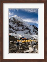 Framed Tents Scattered along Khumbu Glacier,  Mt Everest, Nepal