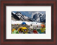 Framed Tents of Mountaineers Scattered along Khumbu Glacier, Base Camp, Mt Everest