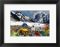 Framed Tents of Mountaineers Scattered along Khumbu Glacier, Base Camp, Mt Everest