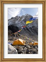 Framed Tents of mountaineers along Khumbu Glacier, Mt Everest, Nepal