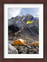 Framed Tents of mountaineers along Khumbu Glacier, Mt Everest, Nepal