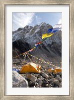 Framed Tents of mountaineers along Khumbu Glacier, Mt Everest, Nepal