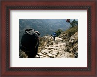 Framed Trekkers on the trail towards Namche Bazaar, Khumbu, Nepal