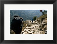 Framed Trekkers on the trail towards Namche Bazaar, Khumbu, Nepal