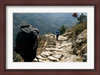 Framed Trekkers on the trail towards Namche Bazaar, Khumbu, Nepal