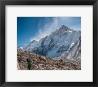 Framed Trekkers and porters on a trail, Khumbu Valley, Nepal