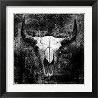 Framed Black Cowskull